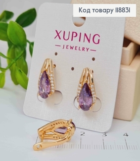 Серьги "Ксения" украшены Фиолетовым камнем, 1,7см, англ. застежка, Xuping 18К 118831 фото