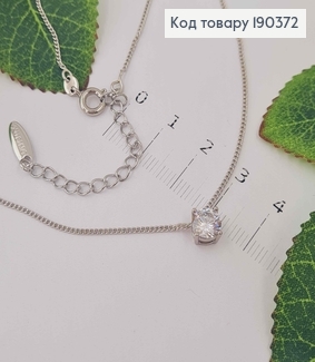 Цепочка родованная, панцирное плетение, с подвеской камнем 6мм, дл. 45+5см, Xuping 18К 190372 фото