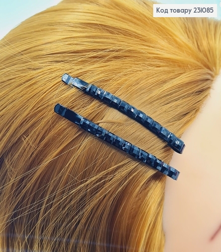 Невидимка металл 6,7 см  черная с камнями 20 шт / уп цена за уп. 231085 фото 1