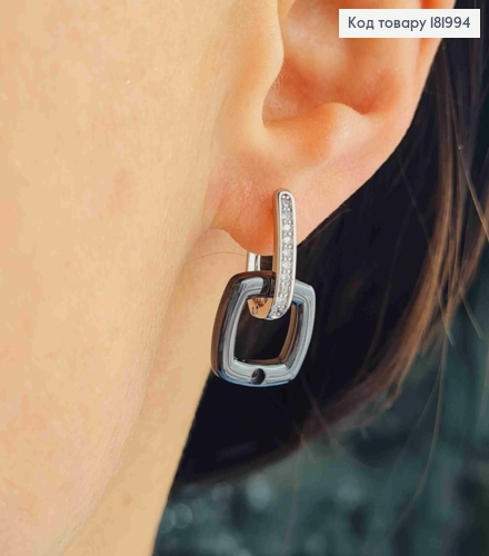 Сережки родовані з Блискучими камінцями та Керамічною підвіскою, 1,5+1,3см, англ. застібка, Xuping 181994 фото 1