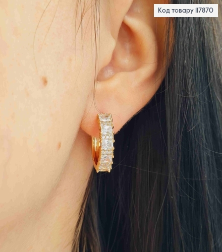 Серьги кольца, с Блестящими камешками, 1,9см, Xuping 18K 117870 фото 3