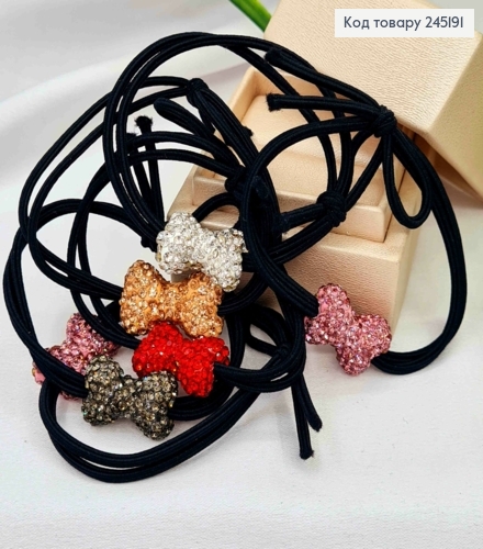 Резинка двойная черная с Бантиком в камешках в ассортименте, 5см 245191 фото 2