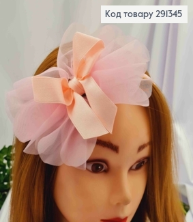 Обруч пластик з Ажурним-Бантиком з органзи, Рожевого кольору 291345 фото