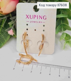 Серьги "Утонченность" украшены камешками, 2,4см, англ. застежка, Xuping 18К 117608 фото