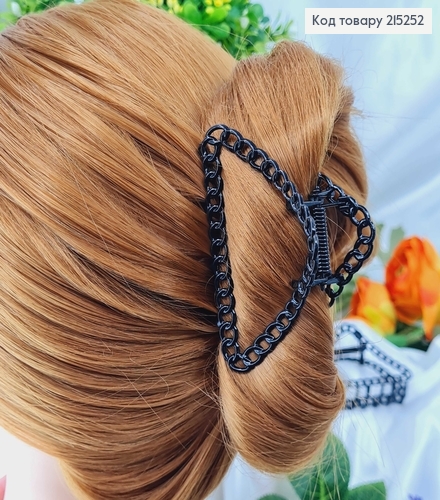 Краб металл треугольник черный глянцевый Цепочка 7,5см 215252 фото 2