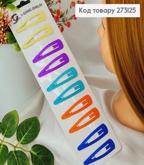 Заколки Тік-так 5.5 см, яскраві кольори, 10 шт/уп. 273125 фото