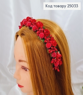 Обруч метал червоні квіти в асорт., Україна 25033 фото
