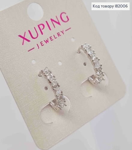 Серьги кольца "Овальные" украшены Блестящими камешками, длина 1,6см, Xuping 182006 фото 1