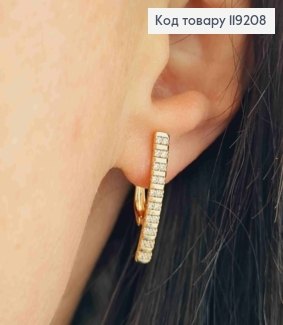 Серьги Прямоугольные украшены Блестящими камешками, 2,2см, английская застежка, Xuping 18K 119208 фото