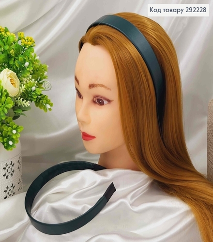 Обруч  ЕКОшкіра 2,5см, ТЕМНО-ЗЕЛЕНЫЙ, ручна робота, Україна 292228 фото 1