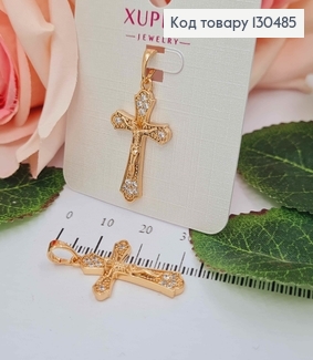 Крестик с распятием и камешками, 2,5*1,5см, Xuping 18K 130485 фото