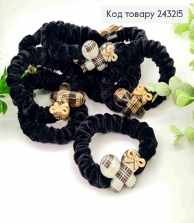Резинка Велюр з брошкою "Бантик", 6см, Чорного кольору 243215 фото