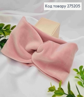 Пов'язка дитяча, чалма, м'який велюр, БЛІДО-РОЖЕВОГО кольору, 33*9см, ручна робота, Україна 275205 фото