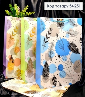 Пакет бумажный с принтом "Золотое Перо", 40*31*12см, Цвета в ассортименте. 541231 фото