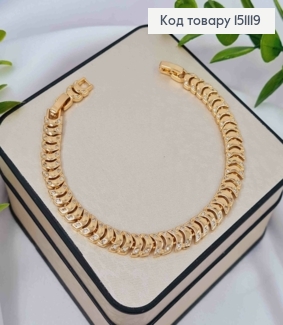 Браслет плетения фигурными пластинками с блестящими камешками, дл. 17+2см, Xuping 18K 151119 фото