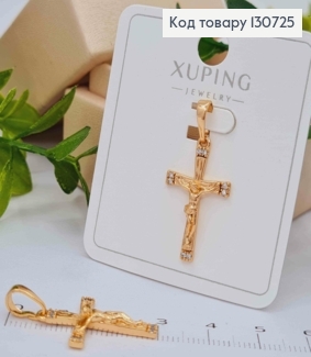 Крестик с распятием с Блестящими камешками по краям, размер 2,4*1,4см, Xuping 18K 130725 фото