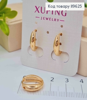 Серьги кольца Овальные с утолщением, длина 1,4см, Xuping 18K 119625 фото