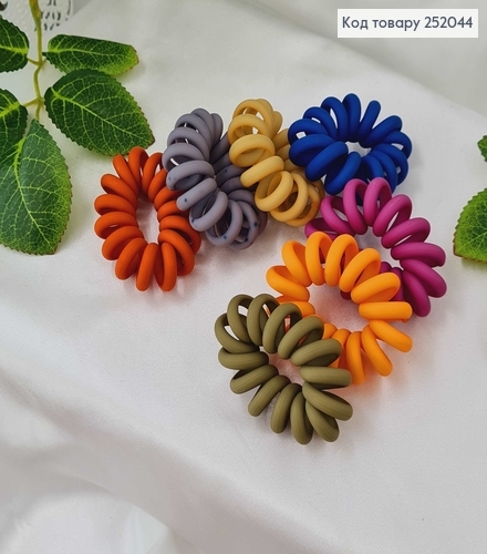 Резинка пружинка 4см об"ємна, матова в асорт. 252044 фото 2