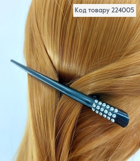 Заколка стріла метал з камінцями чорний 13 см 224005 фото