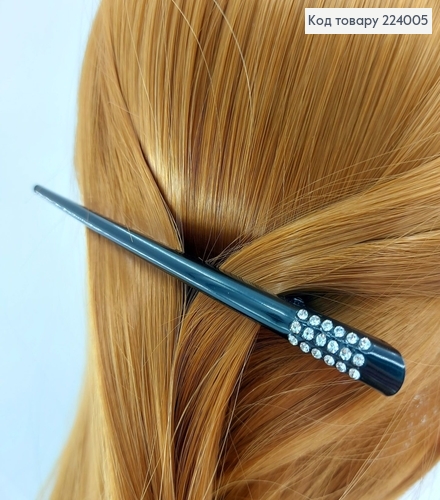 Заколка стрела металл с камнями черный 13 см 224005 фото 1