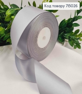 Лента атласная СЕРЕБРЯНОГО цвета (цвет 059), ширина 5см, длина 36 ярдов (33м) 715026 фото