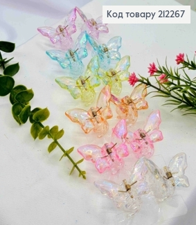 Краб пластик "Бабочка", 4*3см, Прозрачные с Перламутровым отливом в ассортименте. 212267 фото