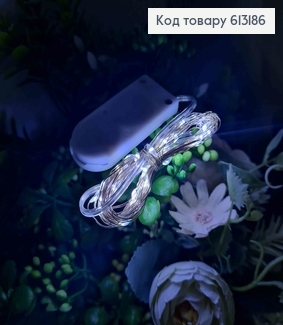 Гирлянда тонкая, на батарейке, Холодного белого цвета, дл. 3м. (батарейка в комплекте) 613186 фото