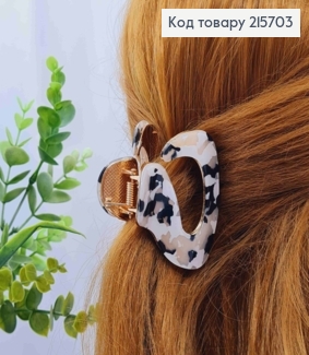 Краб металл "Овальный" с Акриловой пластиной, 6см, Белого цвета с Хаотическими пятнами. 215703 фото