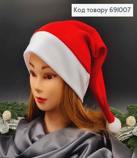 Шапочка новорічна, Червоного кольору, флісова 691007 фото