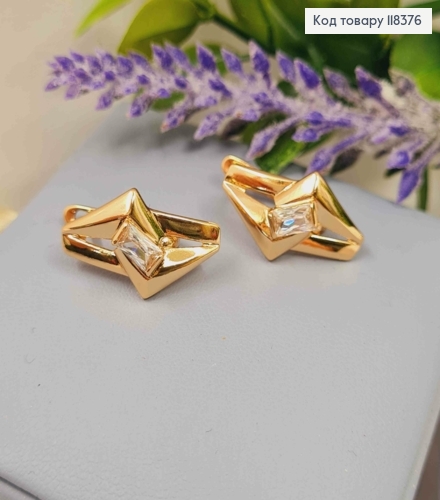 Серьги "Звезда" с ярким камнем, 1,9см, английская застежка, Xuping 18К. 118376 фото 2