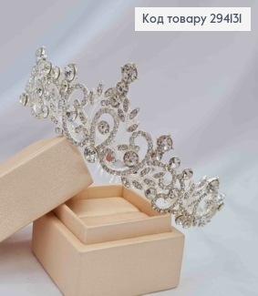 Диадема "изысканная" с блестящими камешками, в серебряном цвете, самая высокая точка 4,5см. 294131 фото