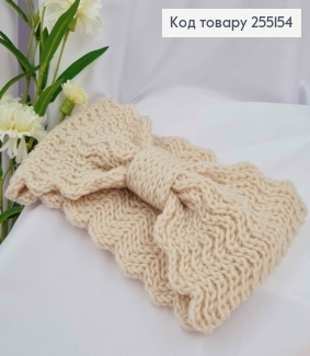 Повязка чалма, Вязаная БАНТИК, 21*10 см, Молочного цвета 255154 фото