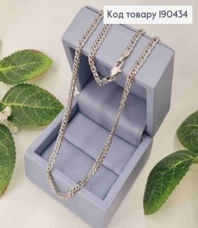 Цепочка родированая, Ромбовое плетение, ширина 4мм, длина 55см, Xuping 190434 фото