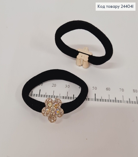 Резинка чорна з квіточкою в камнях 10 шт / уп ціна за уп. 244041 фото 1