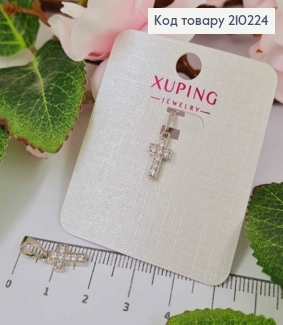 Крестик родованный, с Камешками, размер 1*0,7см, Xuping 210224 фото