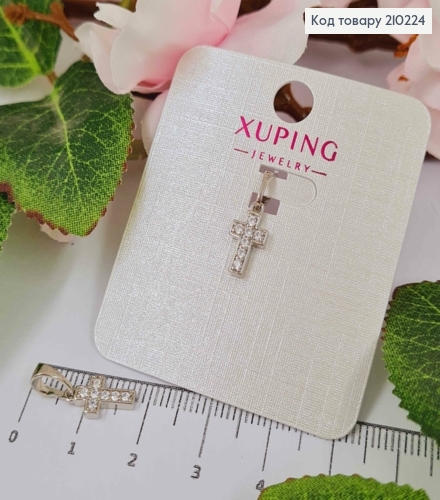 Крестик родованный, с Камешками, размер 1*0,7см, Xuping 210224 фото 1