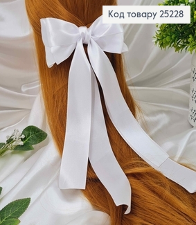 Заколка, Бант атласный, белый, 16*27см. Ручная работа, Украина 25228 фото