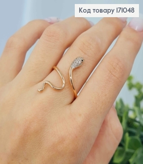 Кольцо "Змейка" с Блестящими камешками, Xuping 18К 171048 фото