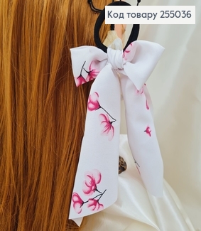 Резинка 5см, Твилли Бант Белые цветы 9*15см (ручная работа , Украина) 255036 фото