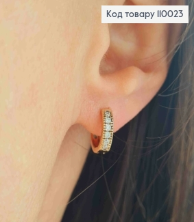 Серьги кольца украшены Блестящими камешками, диаметр 1,1см, Xuping 18К 110023 фото