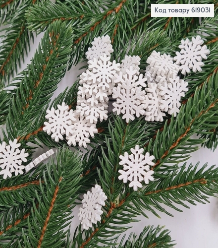 Набор снежинки белые деревянные д.2 см 20 шт. 619031 фото 1