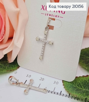 Крестик родованный, в камнях, 2*1,3см, Xuping 18K 210156 фото