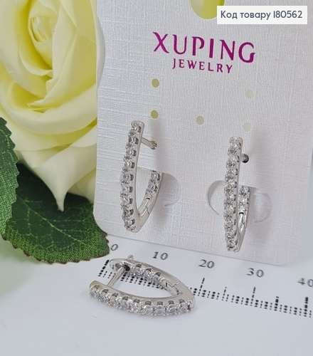 Серьги родированые стрелы  в камнях 2смXuping 180562 фото 1