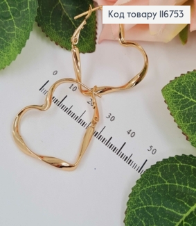 Сережки Кручені Сердечка, 3,5см, англ. заст. Xuping 18К 116753 фото