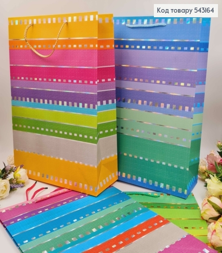 Пакет бумажный, "Яркий полосатенький" в ассорт. 31*42*12 см 543164 фото 1