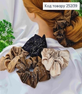 Резинка жатка со стразами, ткань атлас, Пастельные цвета в ассортименте. 252139 фото