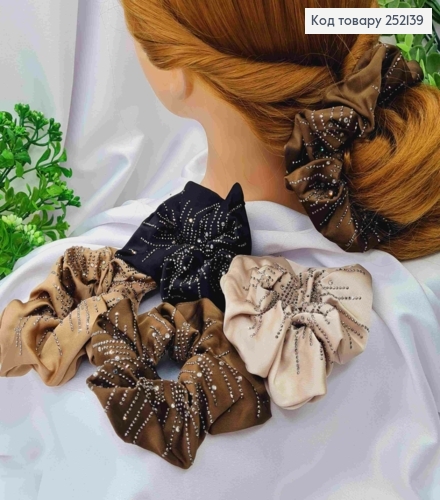 Резинка жатка со стразами, ткань атлас, Пастельные цвета в ассортименте. 252139 фото 1