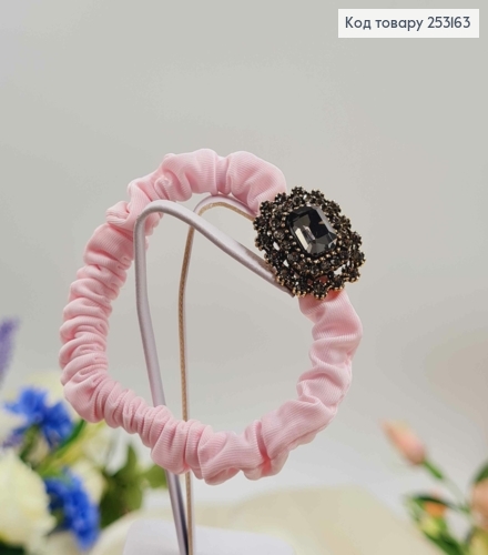 Резинка жатка 6см, Нежно-Розового цвета, с роскошной прямоугольной бусиной 253163 фото 1