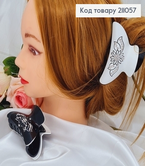 Краб пластик чорний /білий квіточка з камінцями 9 см 211057 фото