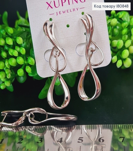 Сережки родированые "Плетеные" (англ.застежка), 5,5*1см, Xuping 180848 фото 1